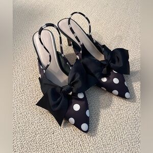 GUC Slingback Pumps from Something Navy, sz 7.5, black and white polka dots